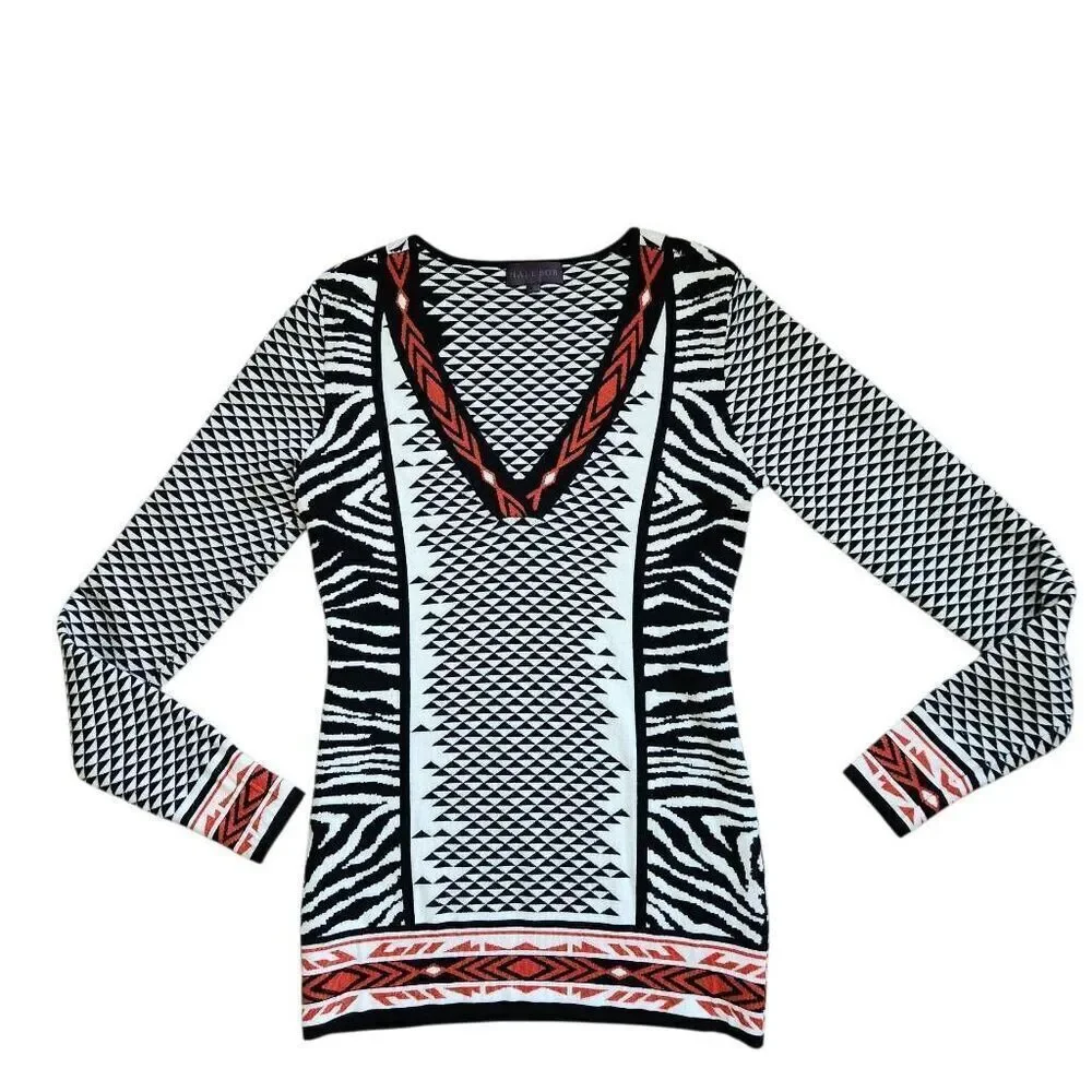 Anthropologie Hale Bob Sweater Womens Small Aztec Neve Jacquard Knit Multi Color